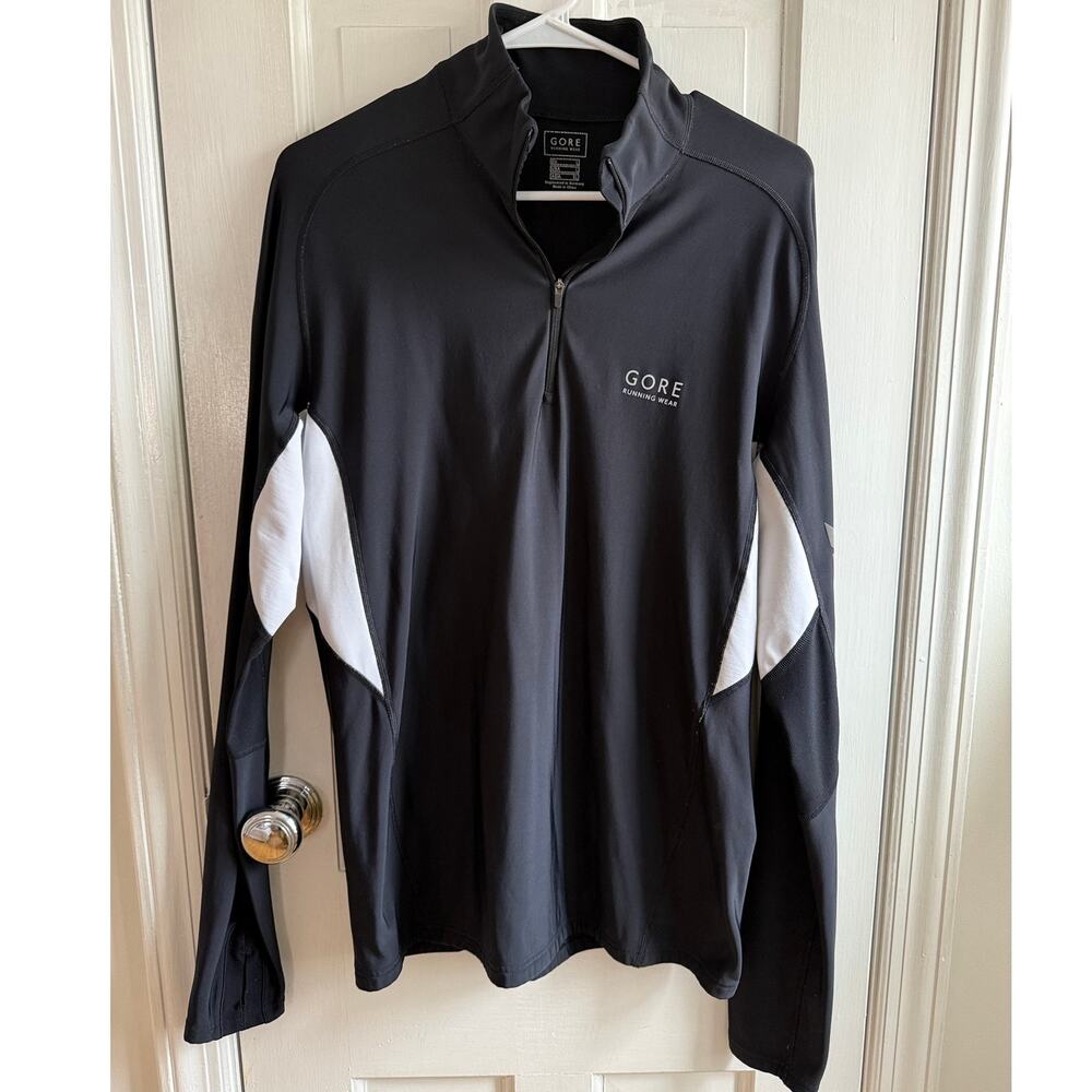 Gore Running Wear Men's 1/4 Zip Pullover Top Black/White - Size Large